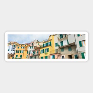 Typical architecture and colors of terrace homes in Italian village of Riomaggiore Sticker